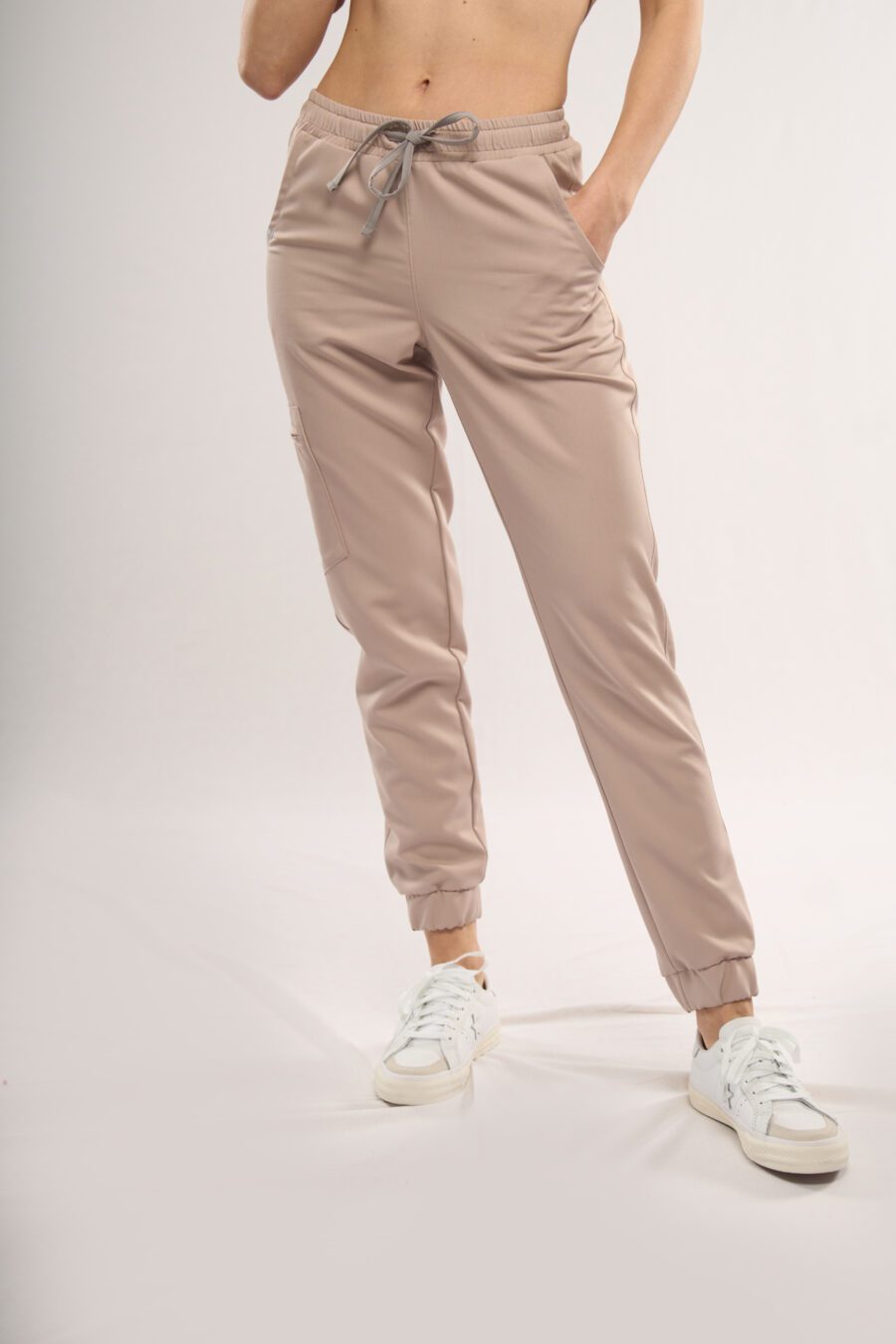 ladies' medical joggers in sandy beige