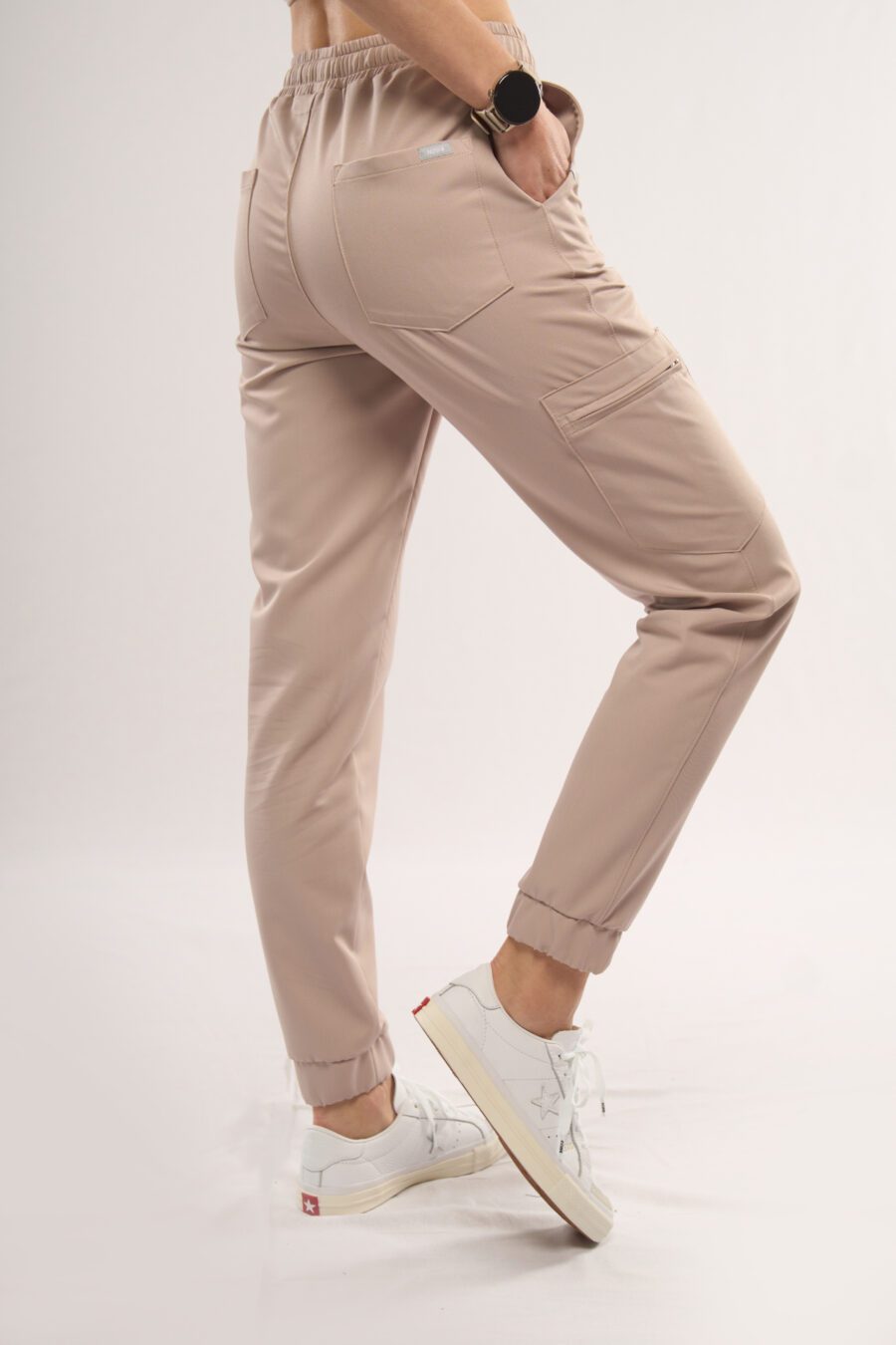 women's beige medical joggers