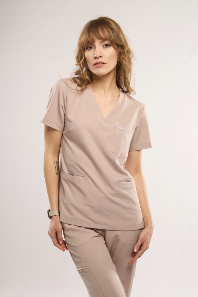 Ladies' medical blouse CAYEN in sandy beige