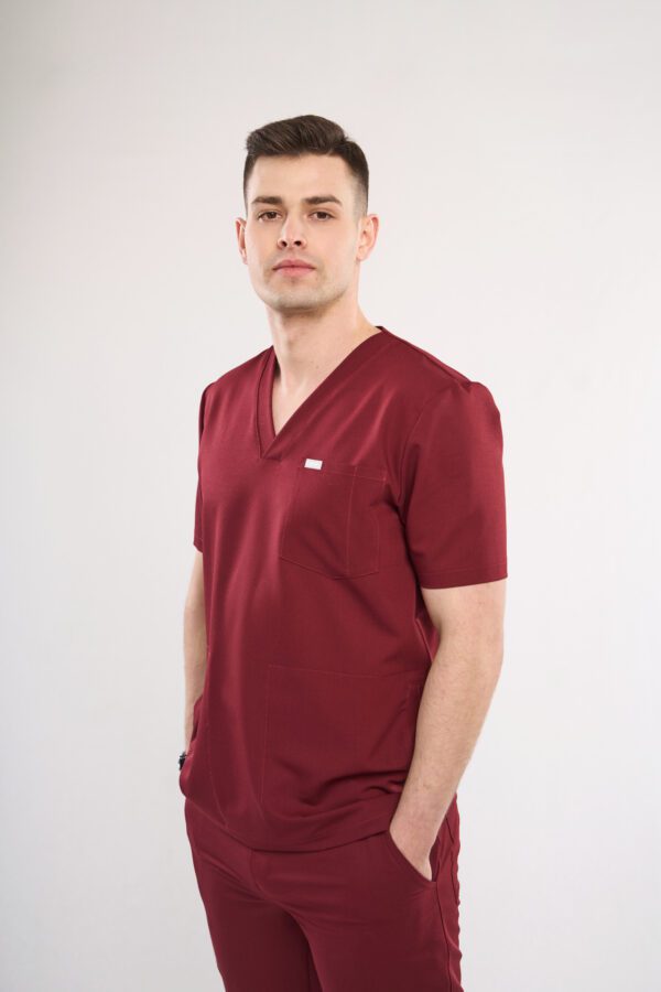 men's medical sweatshirt in dark cherry - styling