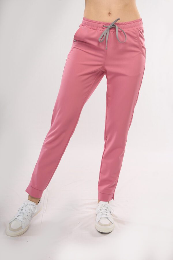 women's medical trousers slim fit pink ash pink - front