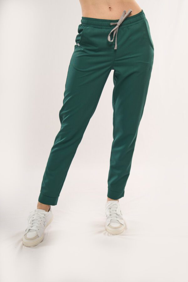 spodnie medyczne slim fit dla kobiet kolor ciemnozielony (Dark Green) - przód