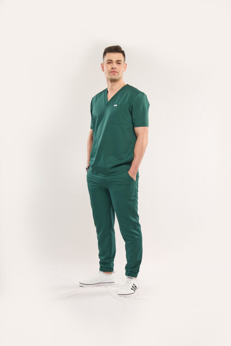 bluza medyczna męska w kolorze ciemnozielonym (DARK GREEN)