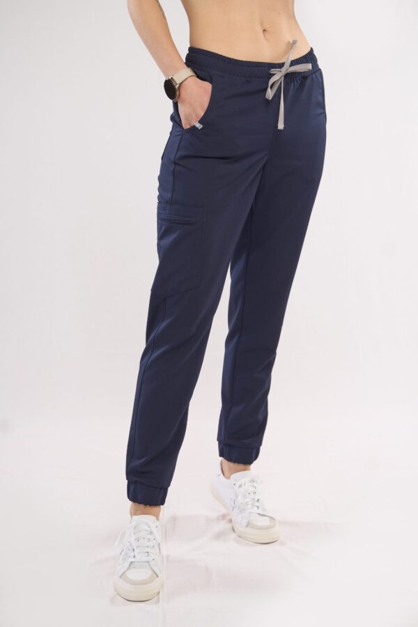 ladies' navy blue medical joggers - front