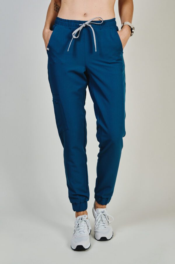 ladies' medical joggers deep marine colour front view