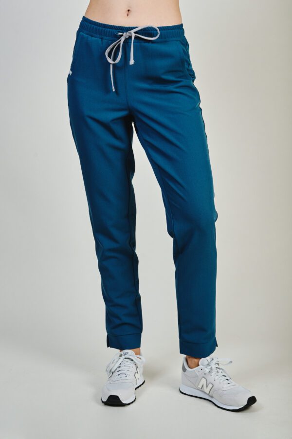 women's medical trousers slim fit, deep marine colour - front